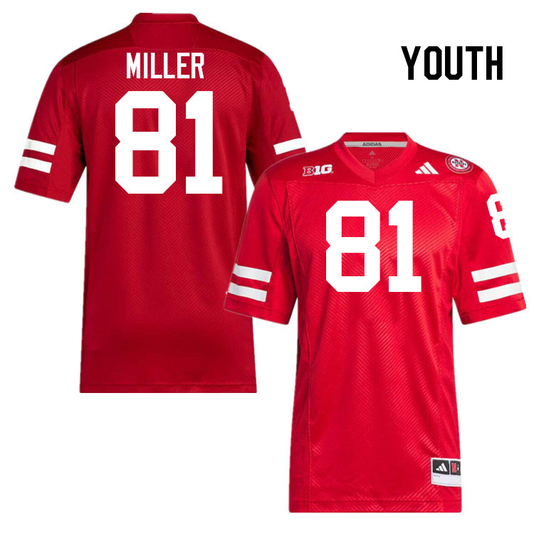 Youth #81 Hayes Miller Nebraska Cornhuskers College Football Jerseys Stitched Sale-Scarlet